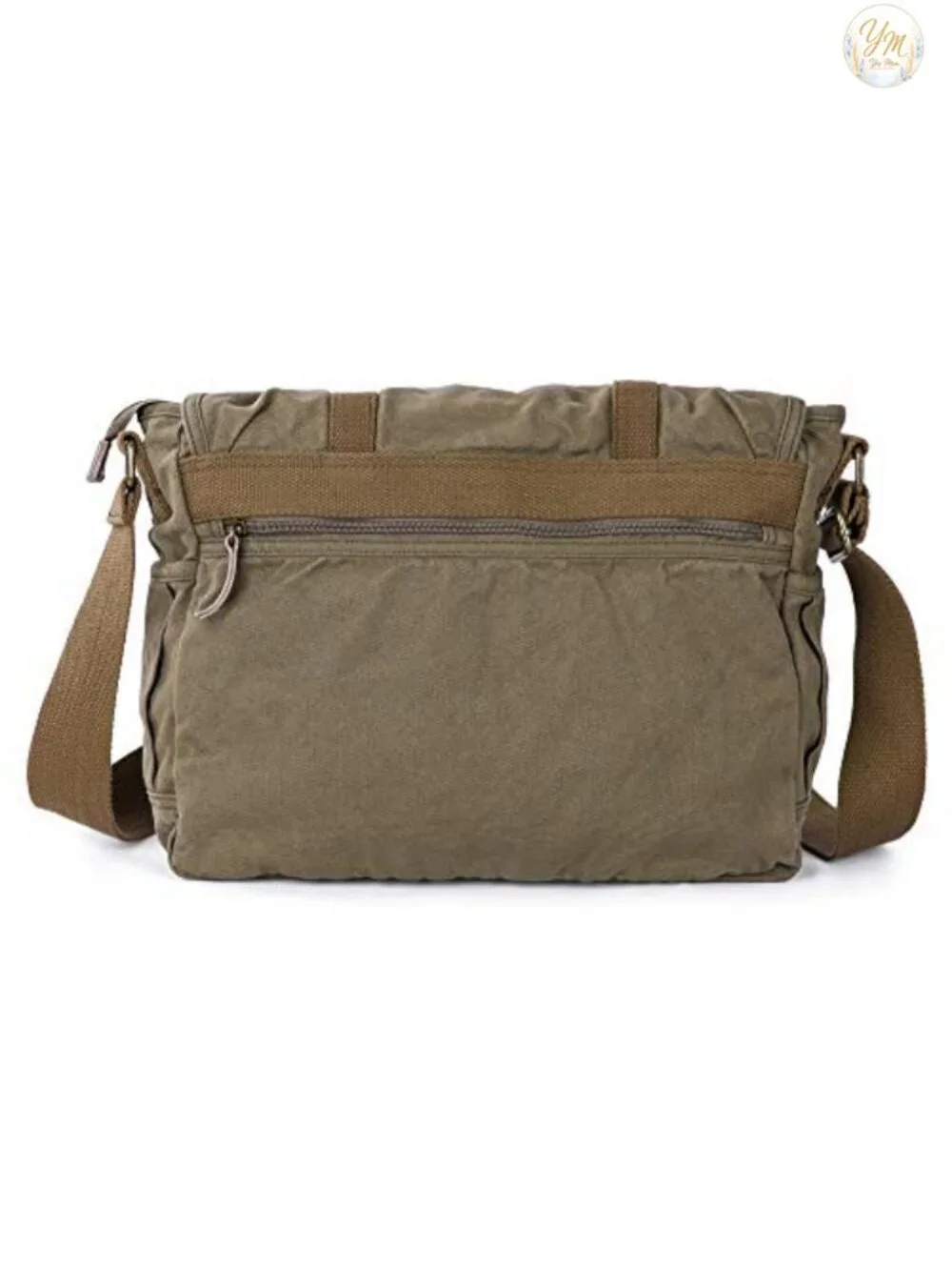 Canvas Messenger Bag Vintage Shoulder Bag Frayed Boho Purse with Leather Trim